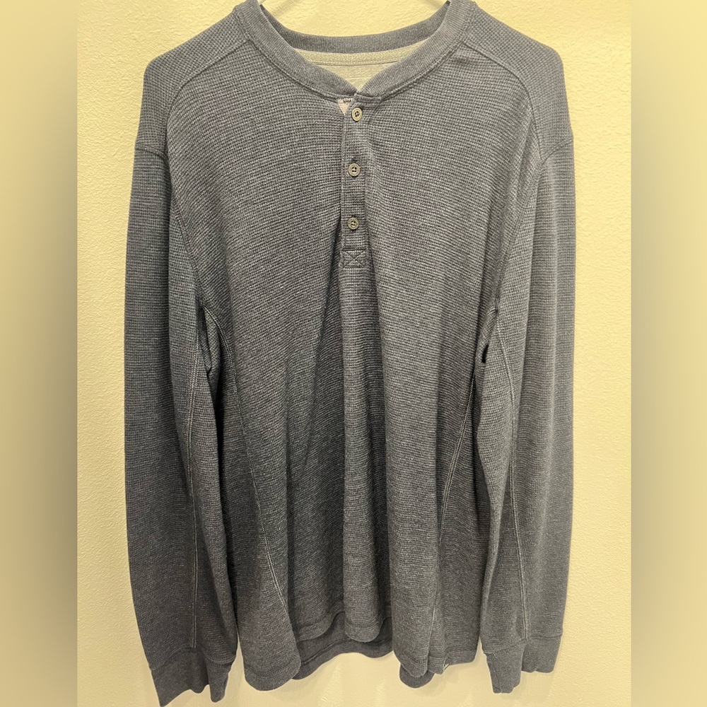 Eddie Bauer Navy Knit Long sleeve Henley Shirt